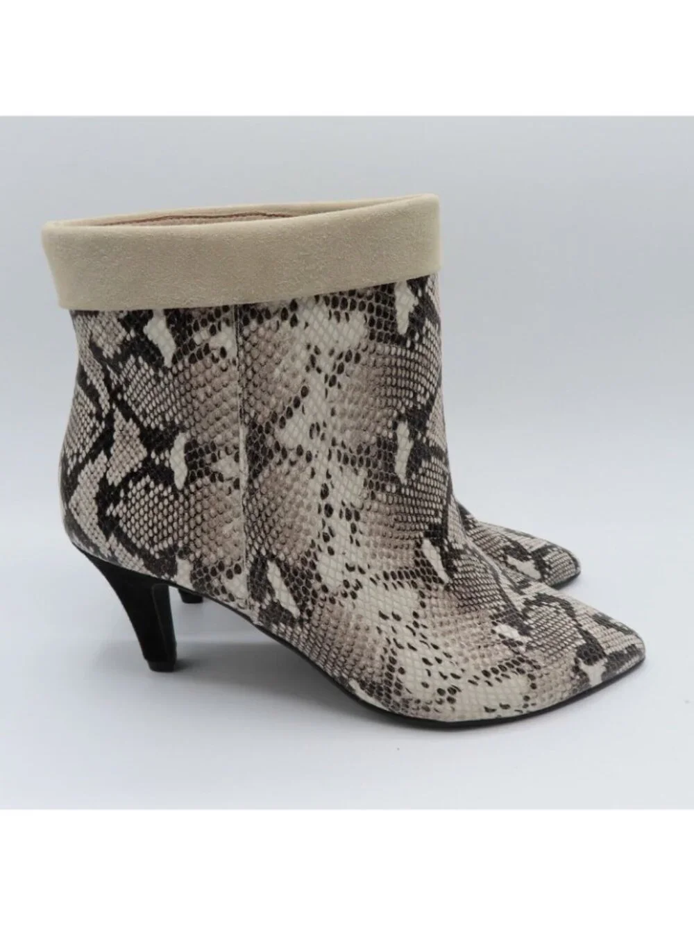 42 Gold Ojai Womens 8.5 Leather Snake Snakeskin Python Print Heeled Ankle Boots